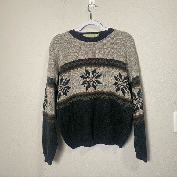 Vintage Greatland Cotton Blend Fair Isle Knit Grandpa Sweater Men's Size Large - Picture 3 of 10